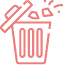 007-bin Garbage can icon with the lid off and trash falling into the can.