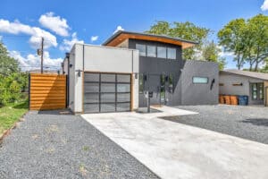 Airbnb property in Austin with an orange and gray exterior.