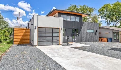 Airbnb property in Austin with an orange and gray exterior.